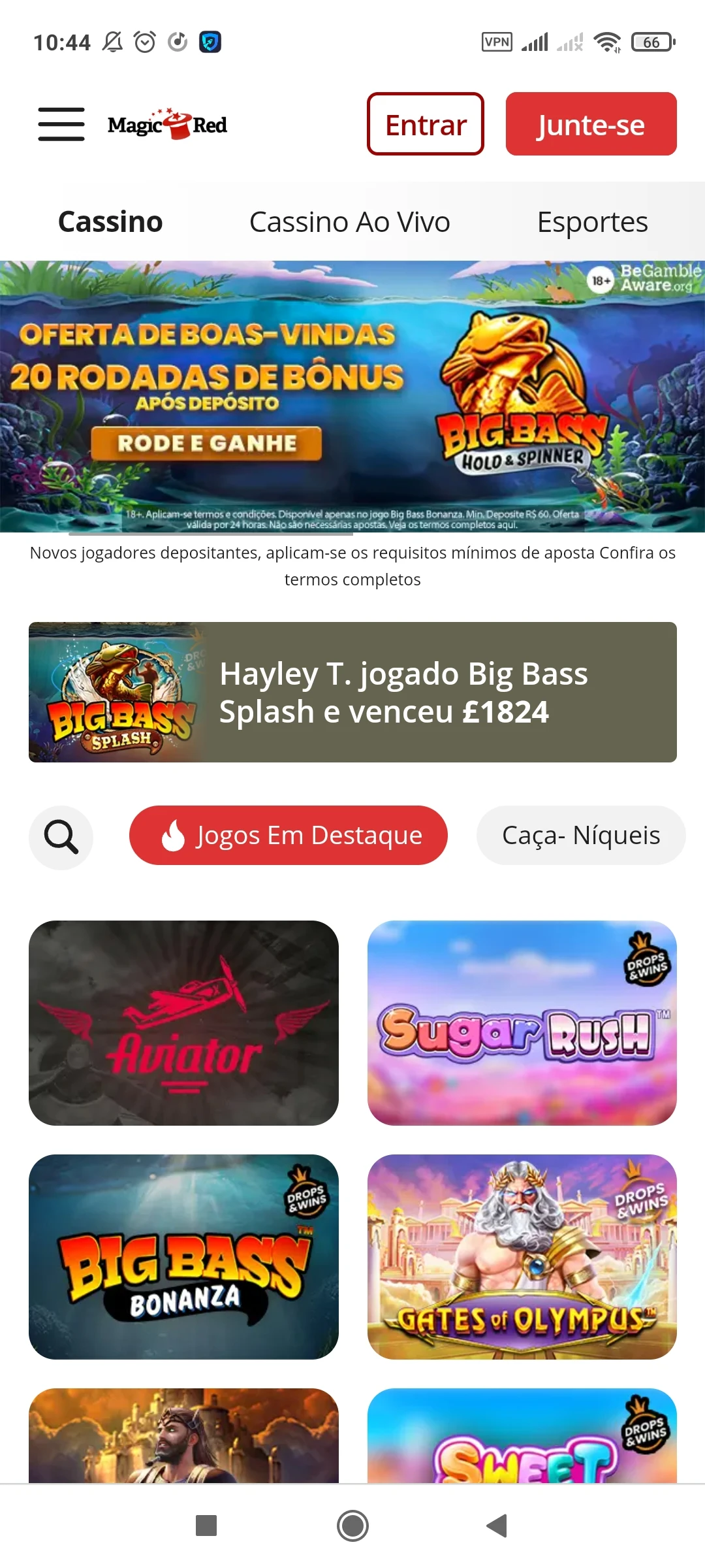 Visite o site oficial do Magic Red Casino para celular em qualquer dispositivo Android.