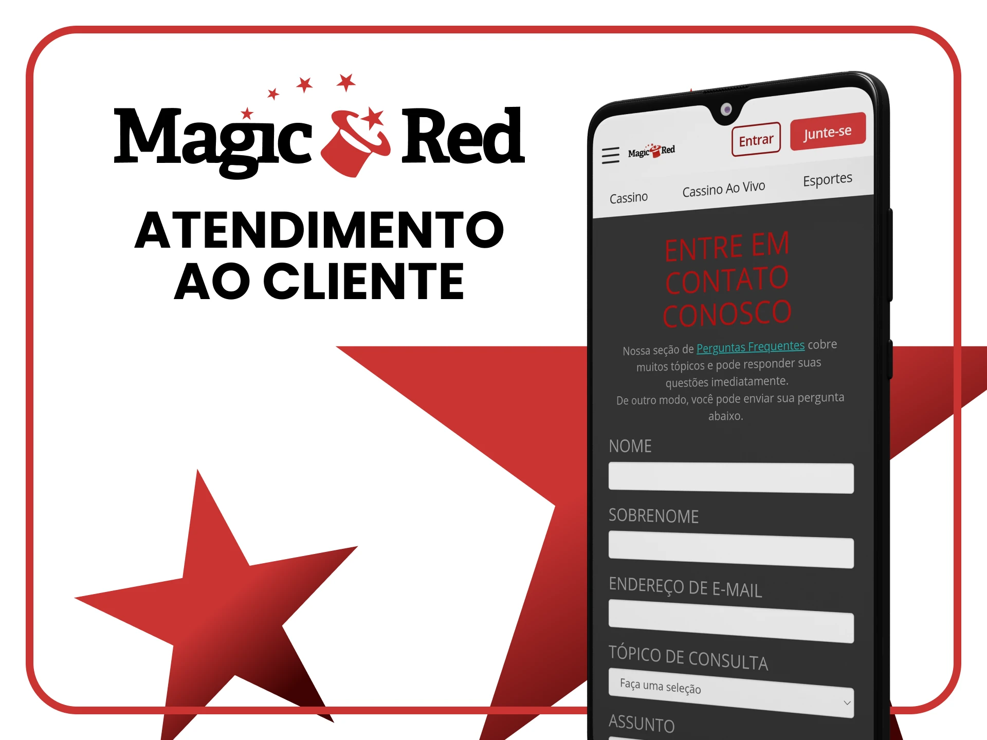 Você sempre pode entrar em contato com a equipe do Magic Red Casino no aplicativo.