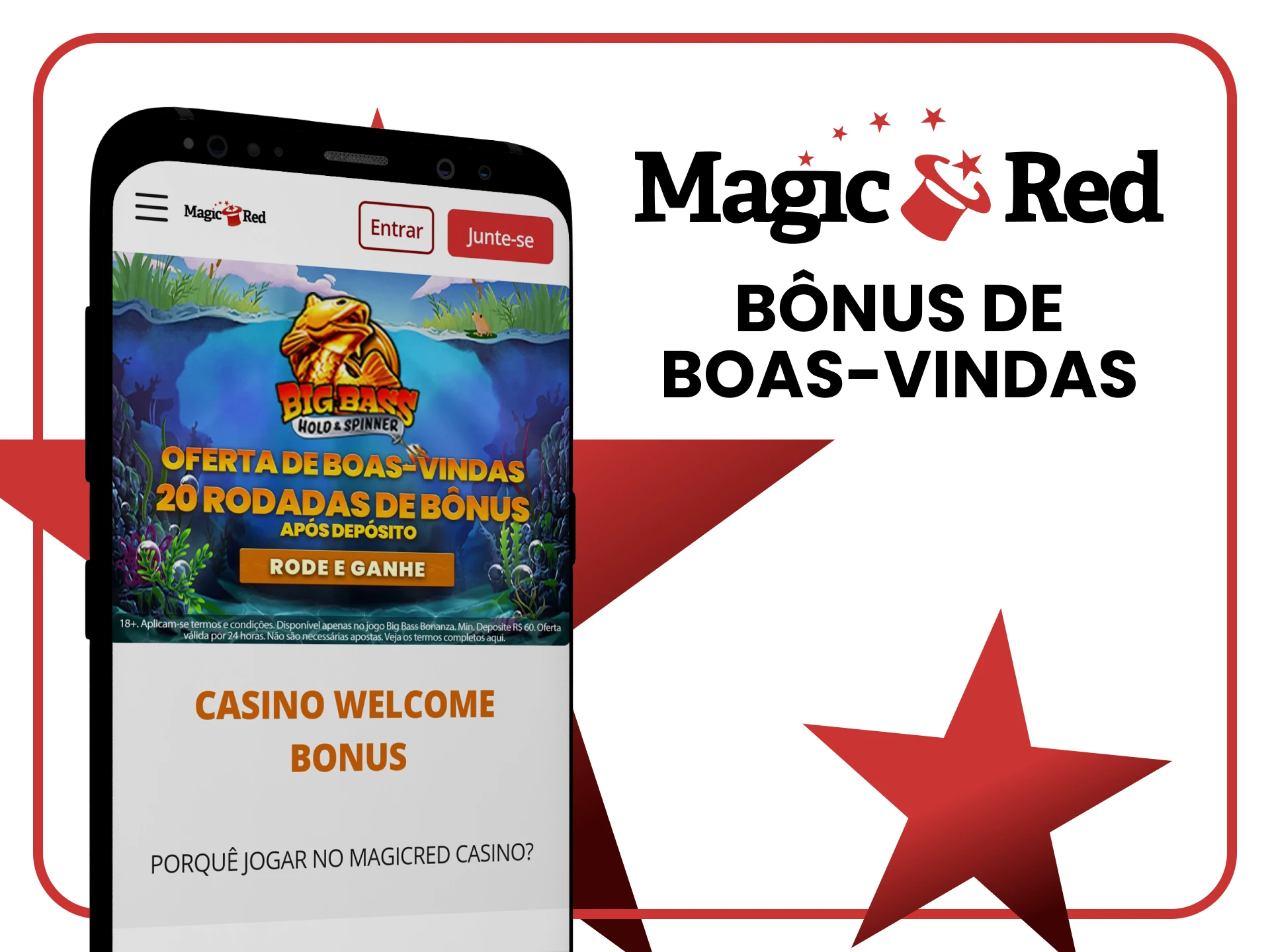 Ganhe 20 rodadas grátis como bônus de boas-vindas no aplicativo Magic Red.