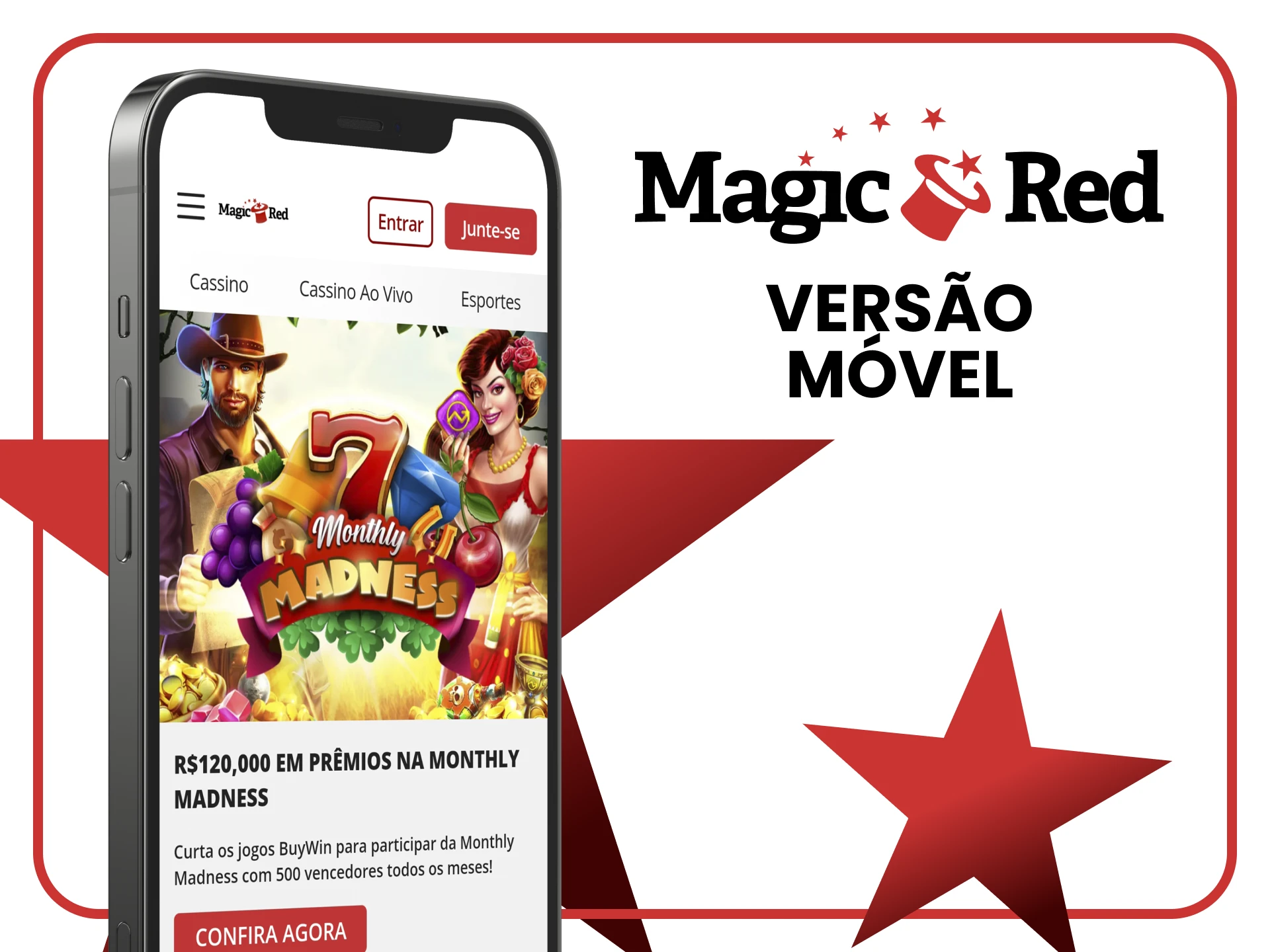 Use o site móvel do Magic Red para jogar e fazer apostas.