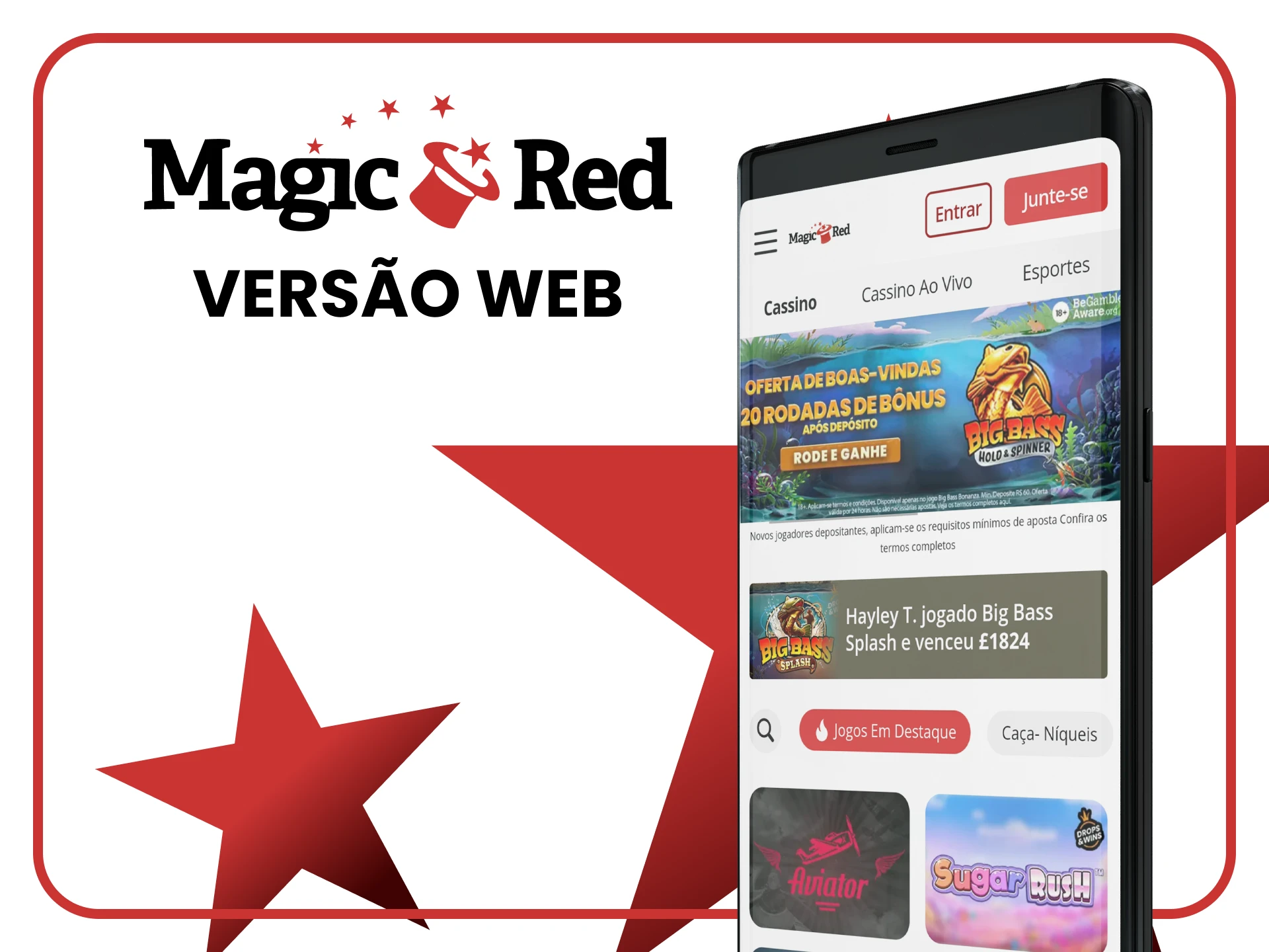 Use a versão web móvel do Magic Red para smartphones Android e iOS.