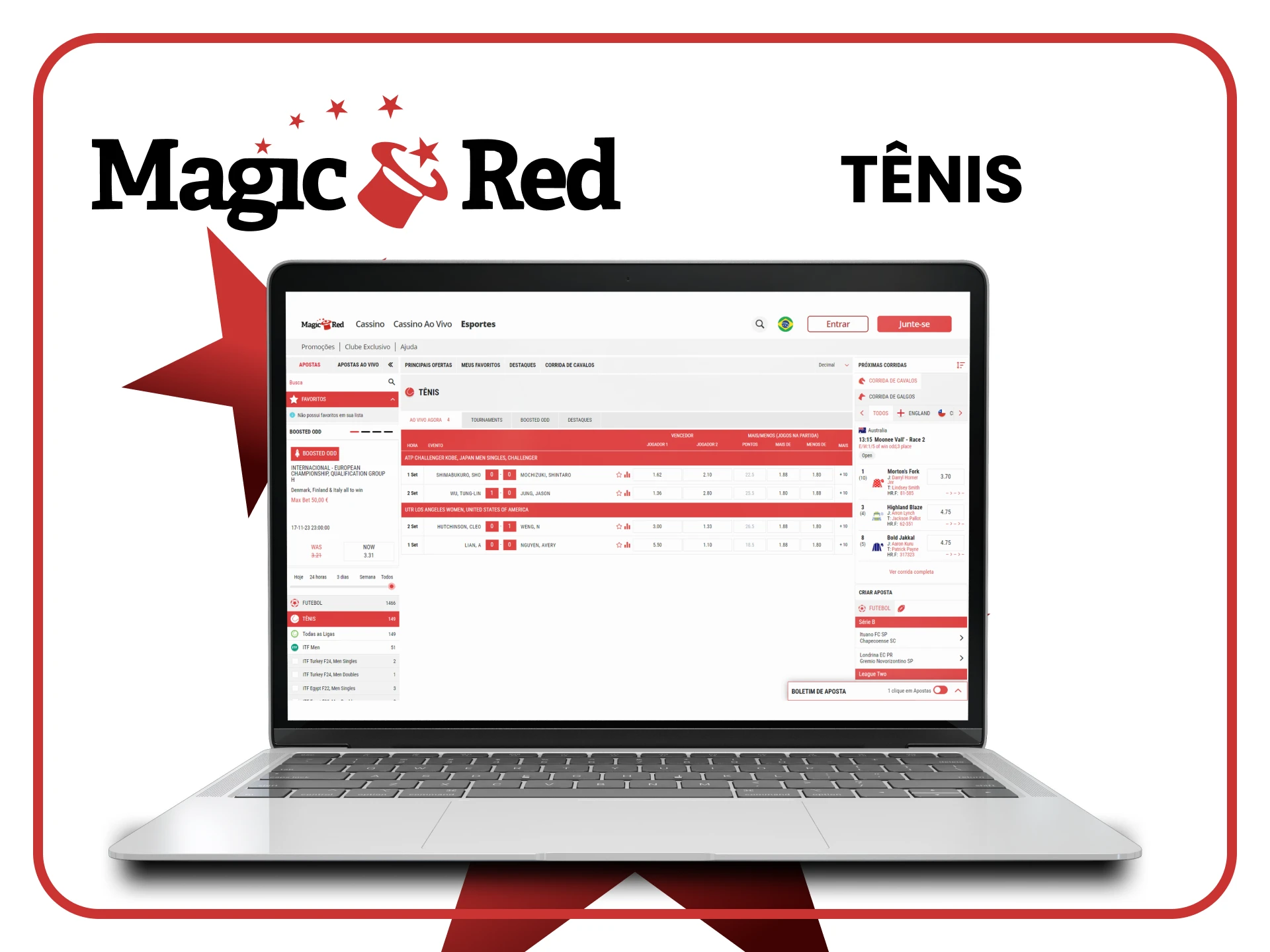 Faça apostas em tênis com altas probabilidades com o Magic Red Brasil.