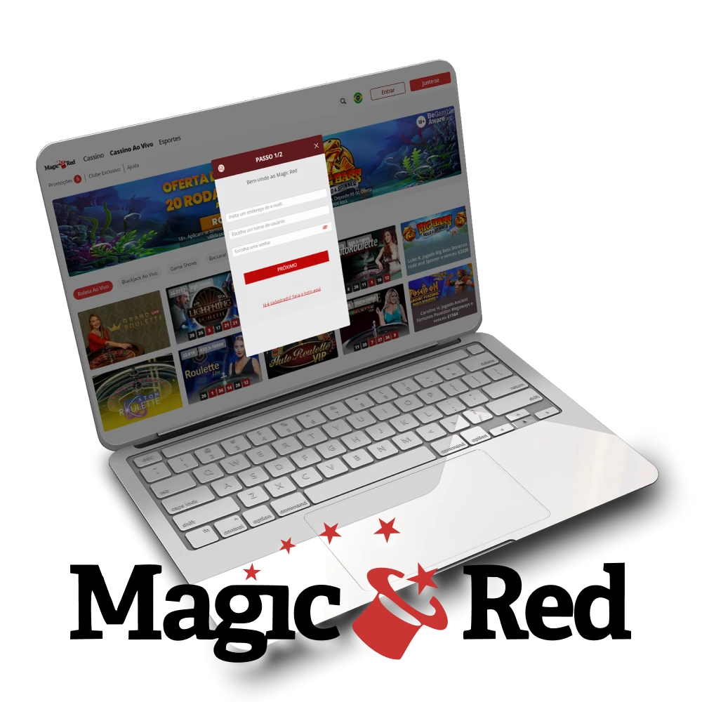Crie uma conta no MagicRed para jogos e apostas.