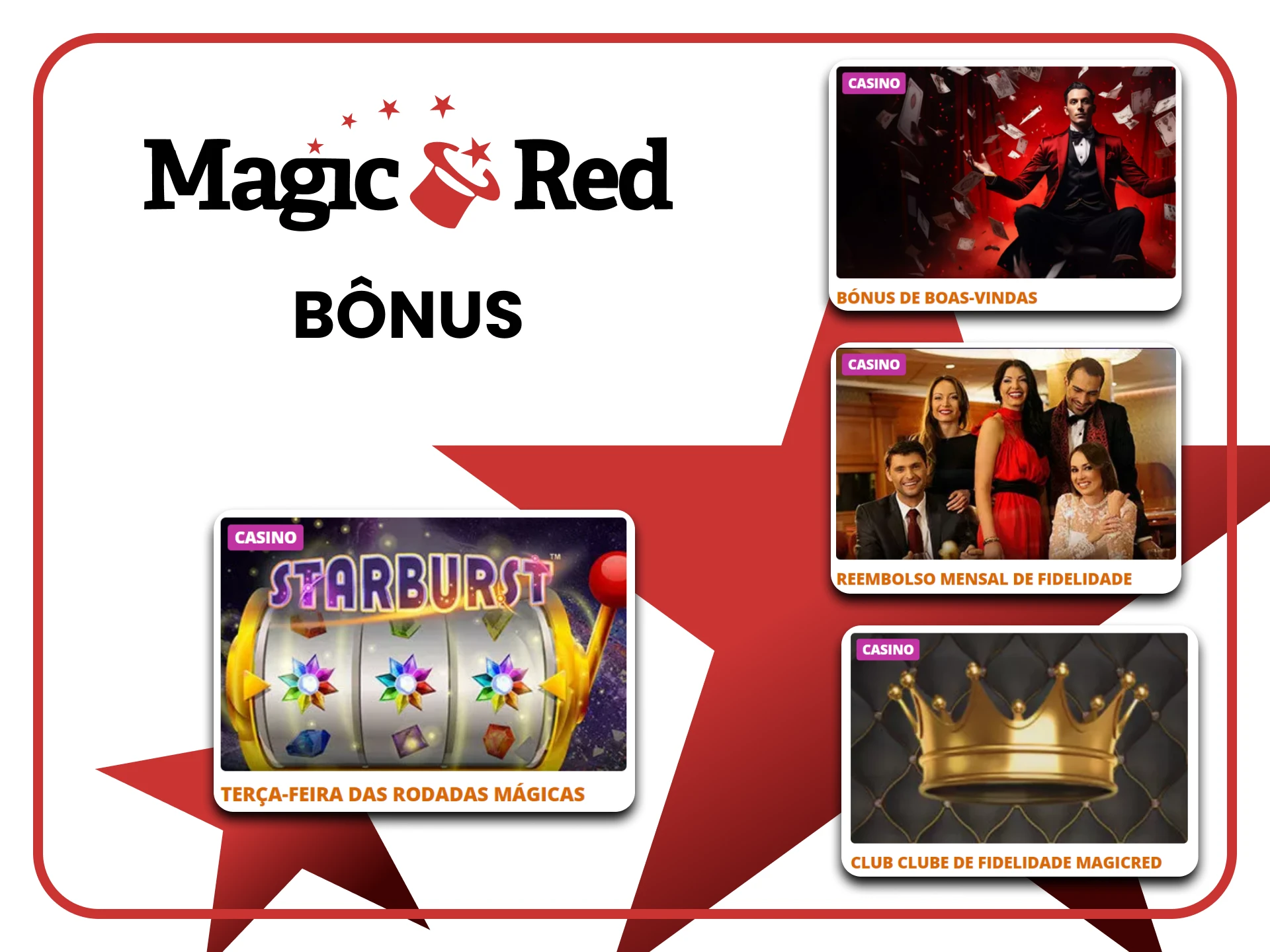 Magic Red oferece bônus para jogar caça-níqueis.