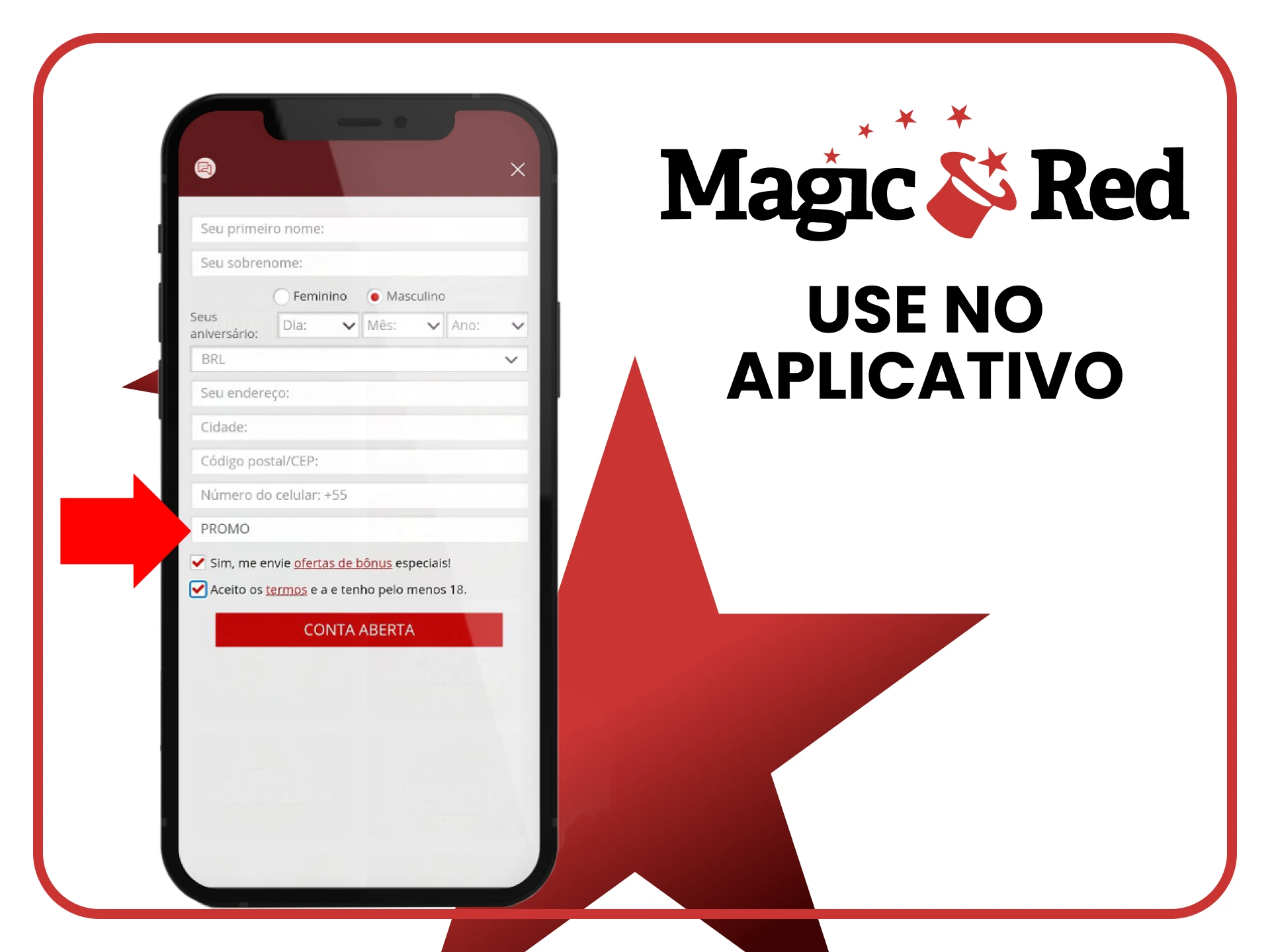 Você pode usar o código promocional no aplicativo Magic Red.
